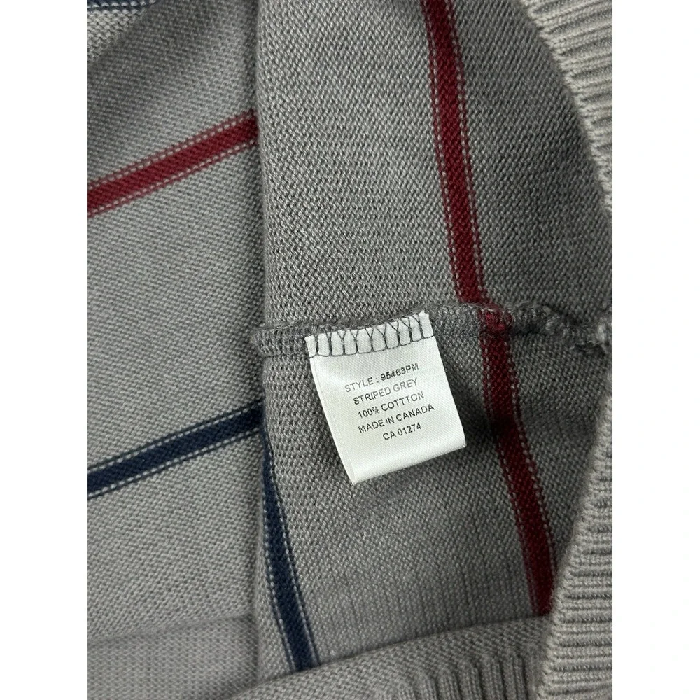 Peter Manning Sweater Mens 4X Gray Stripped 1/4 Zip Mock Neck Pullover Cotton